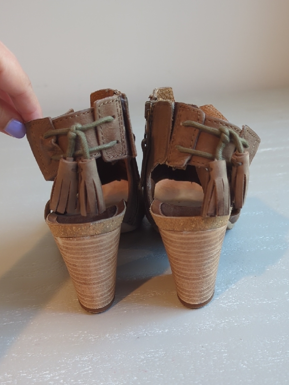 Miz Mooz Brown Open-Toe Block Heel Sandals with Tassel Zip size 7 - Picture 5 of 6